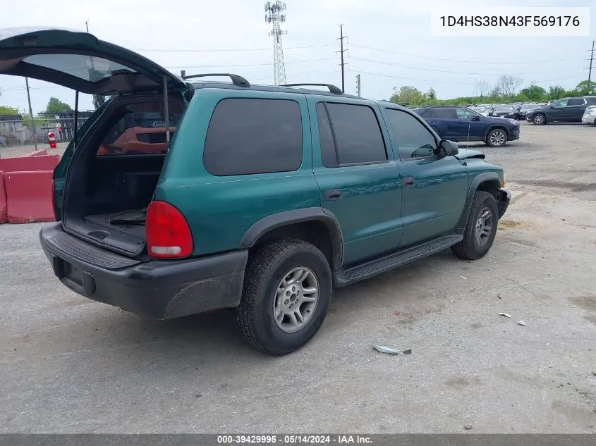 2003 Dodge Durango Sport/Sxt VIN: 1D4HS38N43F569176 Lot: 39429995