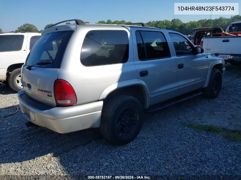 2003 Dodge Durango Slt VIN: 1D4HR48N23F543774 Lot: 39752167