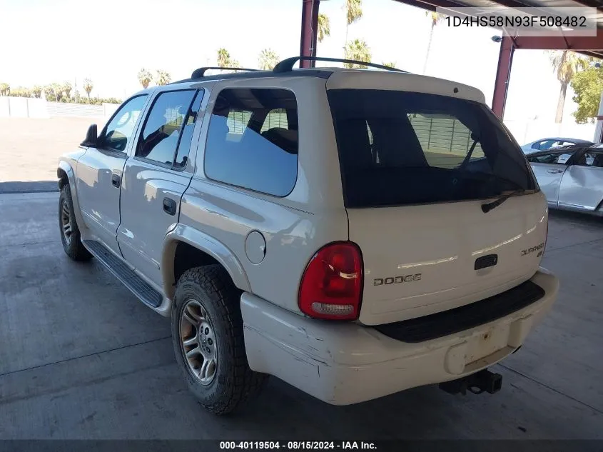 2003 Dodge Durango Slt Plus VIN: 1D4HS58N93F508482 Lot: 40119504