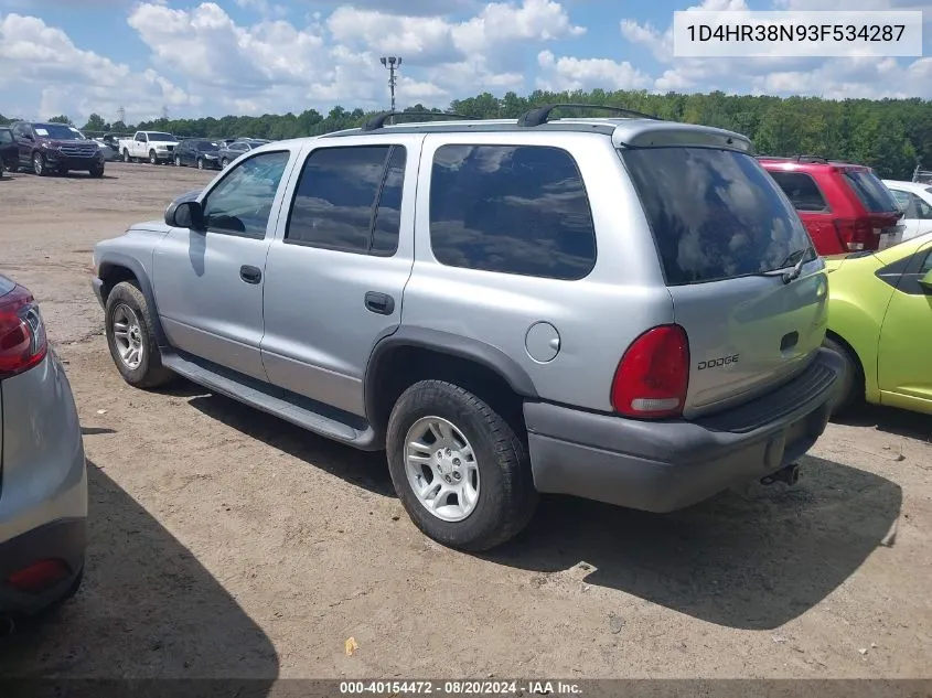 2003 Dodge Durango Sport/Sxt VIN: 1D4HR38N93F534287 Lot: 40154472