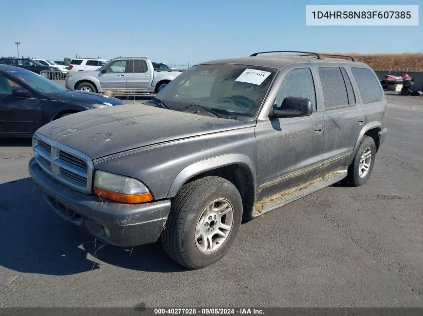 2003 Dodge Durango Slt Plus VIN: 1D4HR58N83F607385 Lot: 40277028