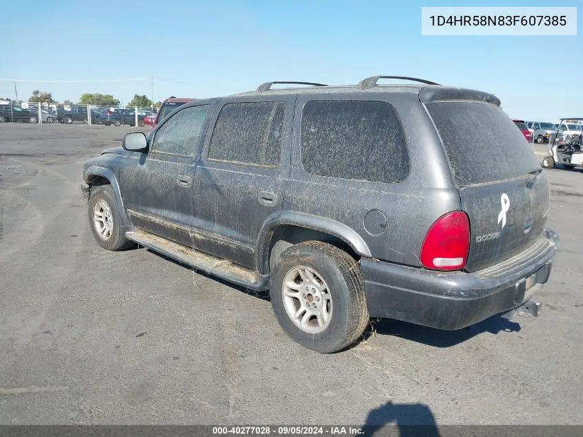 2003 Dodge Durango Slt Plus VIN: 1D4HR58N83F607385 Lot: 40277028