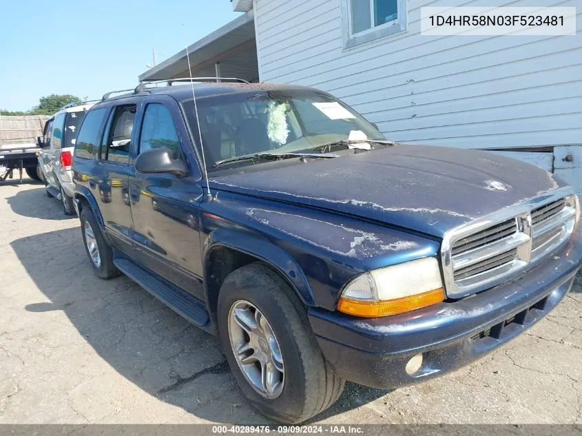 2003 Dodge Durango Slt Plus VIN: 1D4HR58N03F523481 Lot: 40289476