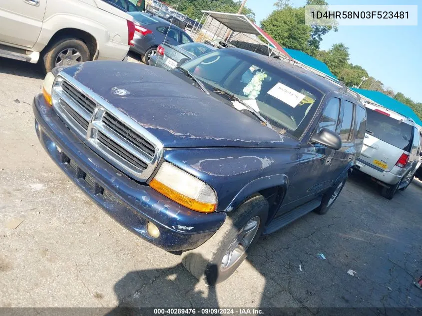 2003 Dodge Durango Slt Plus VIN: 1D4HR58N03F523481 Lot: 40289476