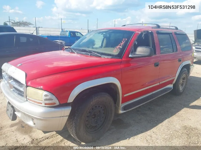 2003 Dodge Durango Slt Plus VIN: 1D4HR58N53F531298 Lot: 40395605