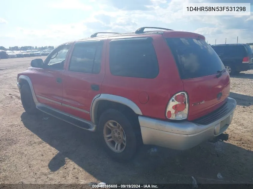 2003 Dodge Durango Slt Plus VIN: 1D4HR58N53F531298 Lot: 40395605