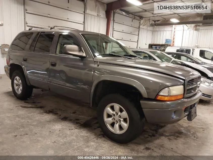 2003 Dodge Durango Sport/Sxt VIN: 1D4HS38N53F510654 Lot: 40426446