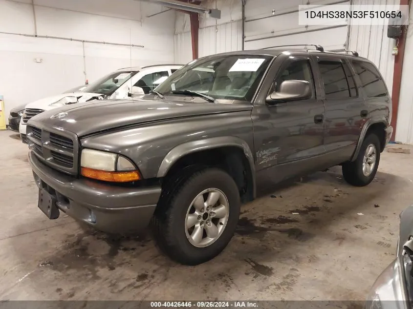 2003 Dodge Durango Sport/Sxt VIN: 1D4HS38N53F510654 Lot: 40426446