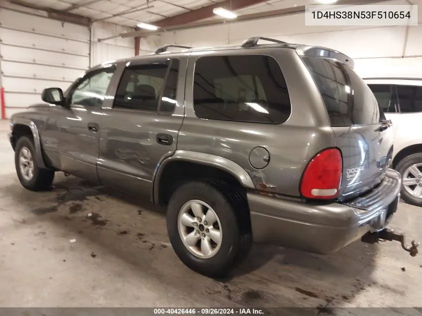 2003 Dodge Durango Sport/Sxt VIN: 1D4HS38N53F510654 Lot: 40426446