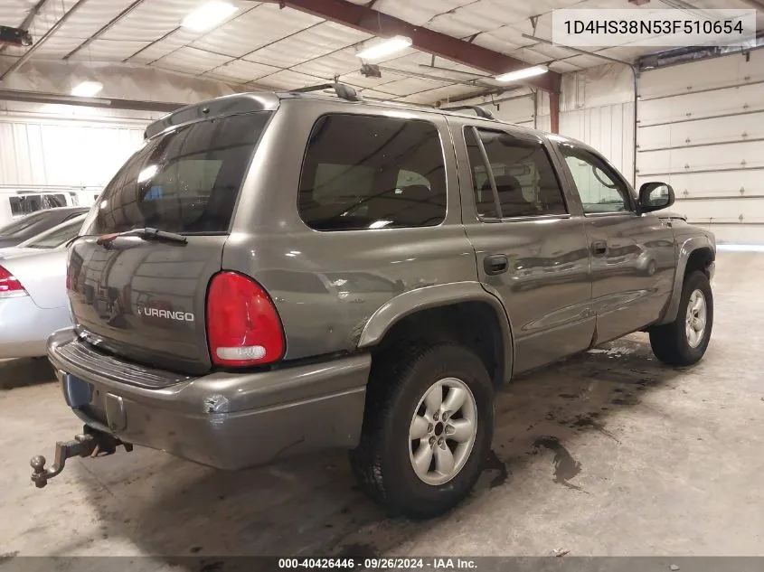 2003 Dodge Durango Sport/Sxt VIN: 1D4HS38N53F510654 Lot: 40426446