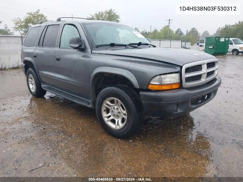 2003 Dodge Durango Sport/Sxt VIN: 1D4HS38N03F530312 Lot: 40455830