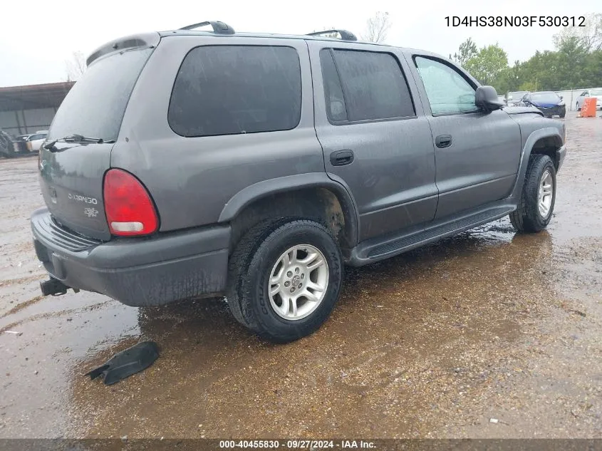 2003 Dodge Durango Sport/Sxt VIN: 1D4HS38N03F530312 Lot: 40455830