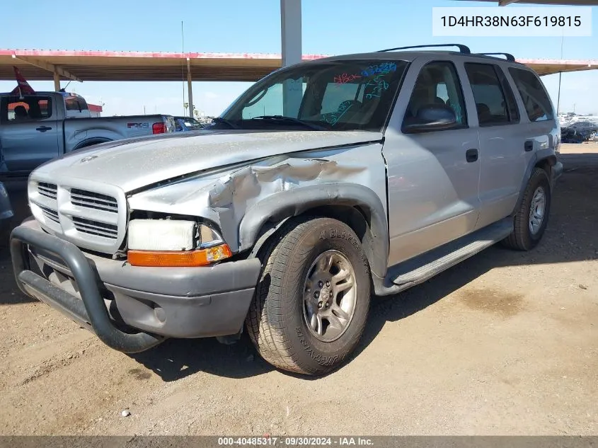 2003 Dodge Durango Sport/Sxt VIN: 1D4HR38N63F619815 Lot: 40485317