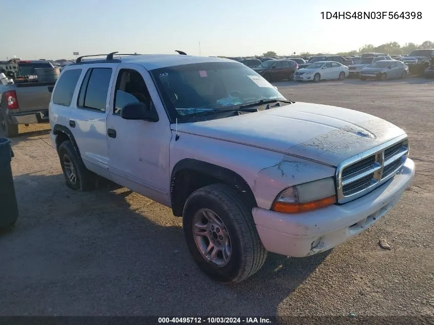 2003 Dodge Durango Slt VIN: 1D4HS48N03F564398 Lot: 40495712