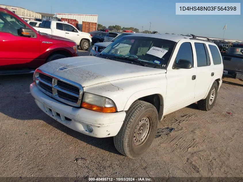 2003 Dodge Durango Slt VIN: 1D4HS48N03F564398 Lot: 40495712