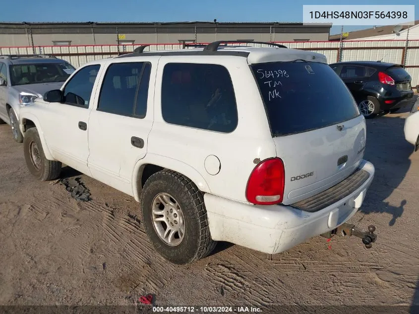 2003 Dodge Durango Slt VIN: 1D4HS48N03F564398 Lot: 40495712