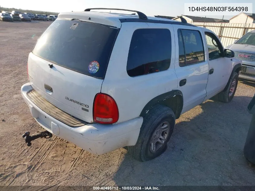 2003 Dodge Durango Slt VIN: 1D4HS48N03F564398 Lot: 40495712