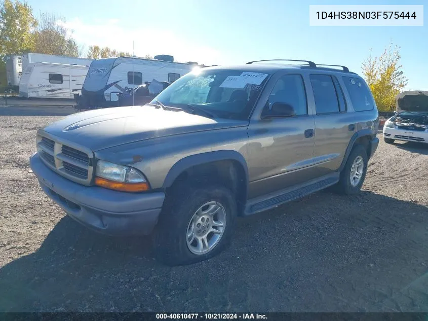 2003 Dodge Durango Sport/Sxt VIN: 1D4HS38N03F575444 Lot: 40610477