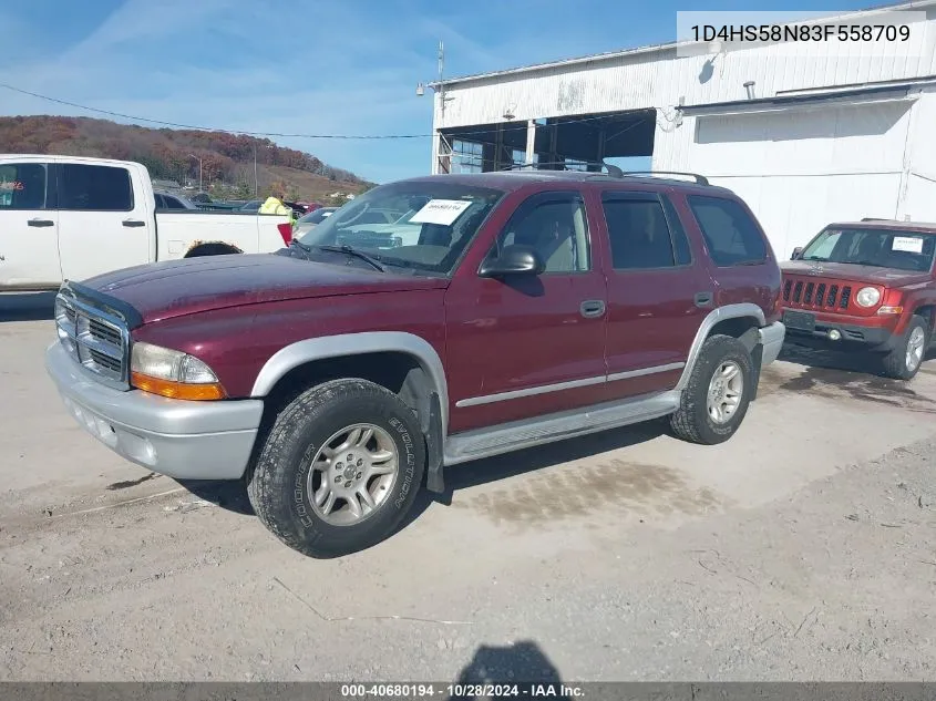 2003 Dodge Durango Slt Plus VIN: 1D4HS58N83F558709 Lot: 40680194