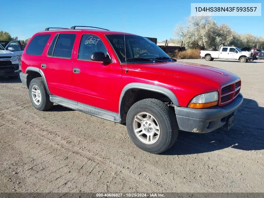 2003 Dodge Durango Sport/Sxt VIN: 1D4HS38N43F593557 Lot: 40686827