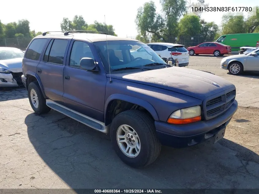 2003 Dodge Durango Sport/Sxt VIN: 1D4HS38N83F617780 Lot: 40688364