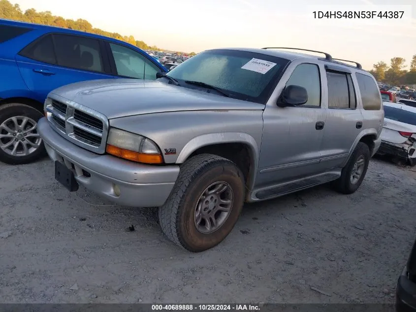 2003 Dodge Durango Slt VIN: 1D4HS48N53F44387 Lot: 40689888