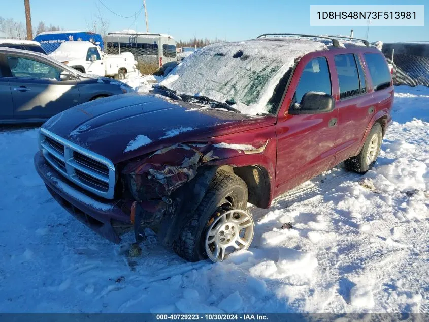 2003 Dodge Durango Slt VIN: 1D8HS48N73F513981 Lot: 40729223