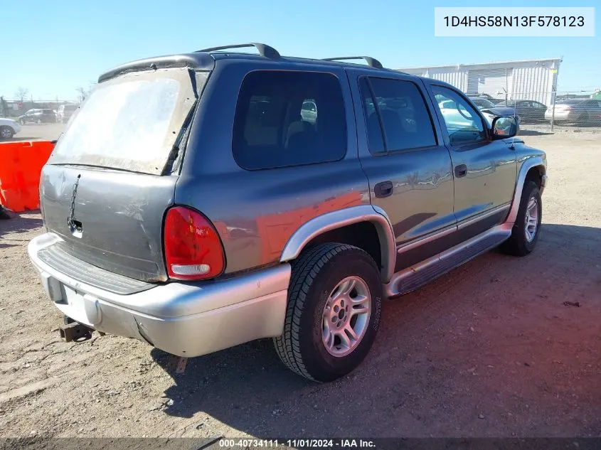 2003 Dodge Durango Slt Plus VIN: 1D4HS58N13F578123 Lot: 40734111