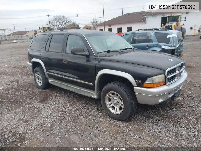 2003 Dodge Durango Slt Plus VIN: 1D4HS58N53F578593 Lot: 40755576