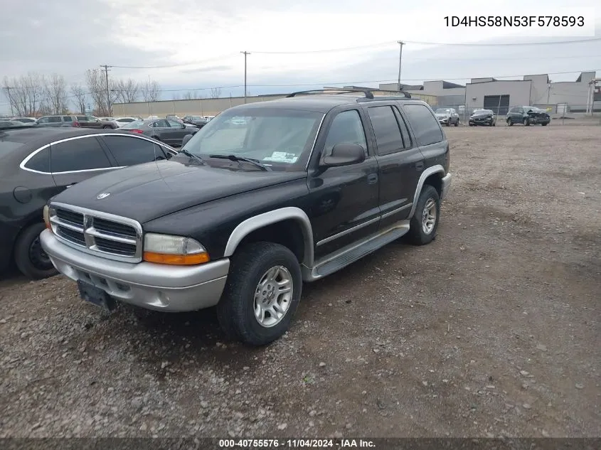 2003 Dodge Durango Slt Plus VIN: 1D4HS58N53F578593 Lot: 40755576