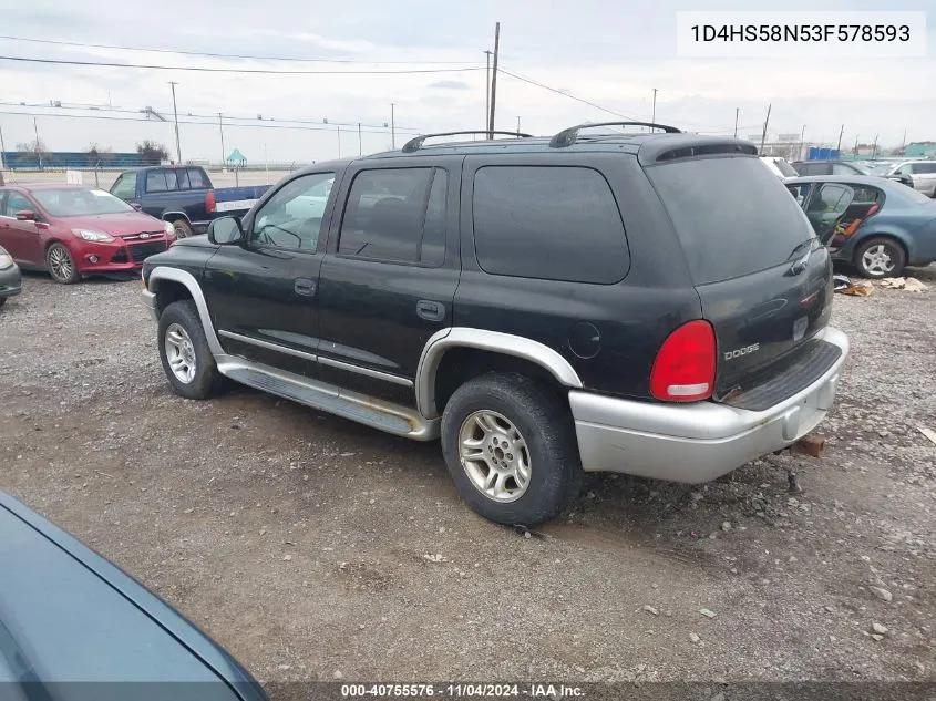 2003 Dodge Durango Slt Plus VIN: 1D4HS58N53F578593 Lot: 40755576