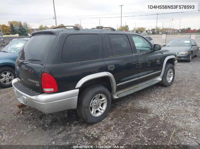 2003 Dodge Durango Slt Plus VIN: 1D4HS58N53F578593 Lot: 40755576