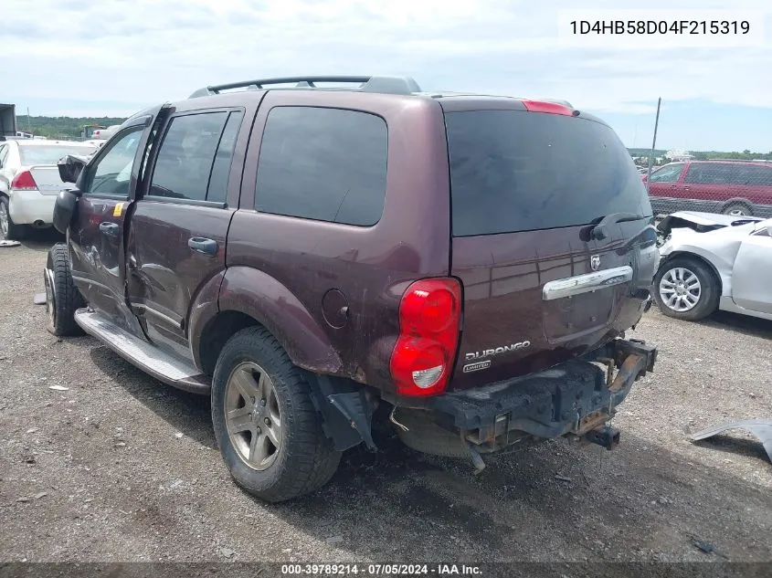 2004 Dodge Durango Limited VIN: 1D4HB58D04F215319 Lot: 39789214