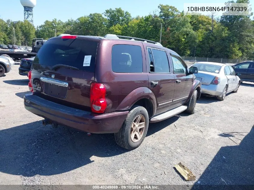 1D8HB58N64F147339 2004 Dodge Durango Limited