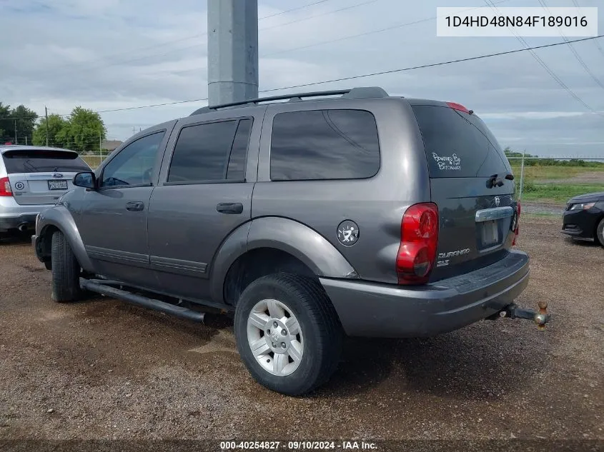 2004 Dodge Durango Slt VIN: 1D4HD48N84F189016 Lot: 40254827