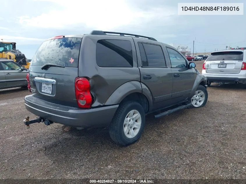 2004 Dodge Durango Slt VIN: 1D4HD48N84F189016 Lot: 40254827