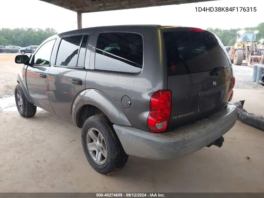 2004 Dodge Durango St VIN: 1D4HD38K84F176315 Lot: 40274659