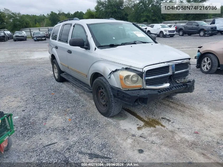 2004 Dodge Durango Limited VIN: 1D4HD58N74F216986 Lot: 40278384