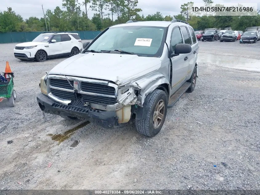 2004 Dodge Durango Limited VIN: 1D4HD58N74F216986 Lot: 40278384