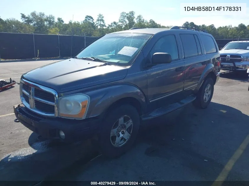 2004 Dodge Durango Limited VIN: 1D4HB58D14F178331 Lot: 40279429