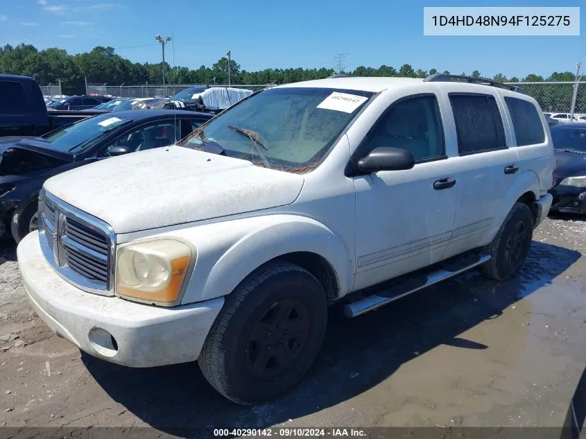 2004 Dodge Durango Slt VIN: 1D4HD48N94F125275 Lot: 40290142