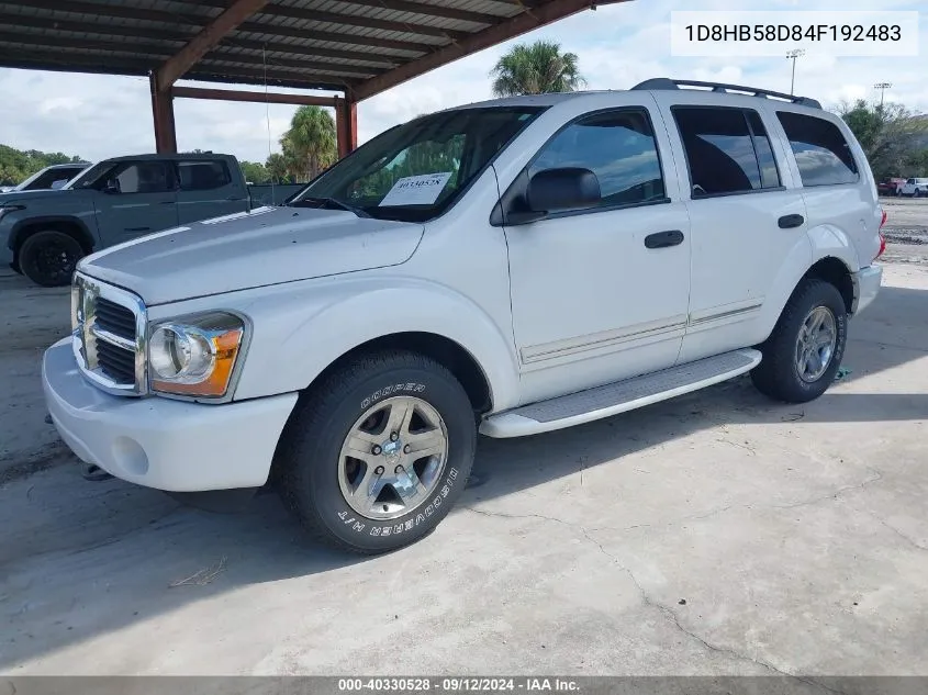 2004 Dodge Durango Limited VIN: 1D8HB58D84F192483 Lot: 40330528