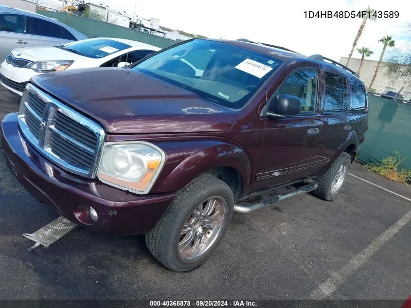 2004 Dodge Durango Slt VIN: 1D4HB48D54F143589 Lot: 40365878