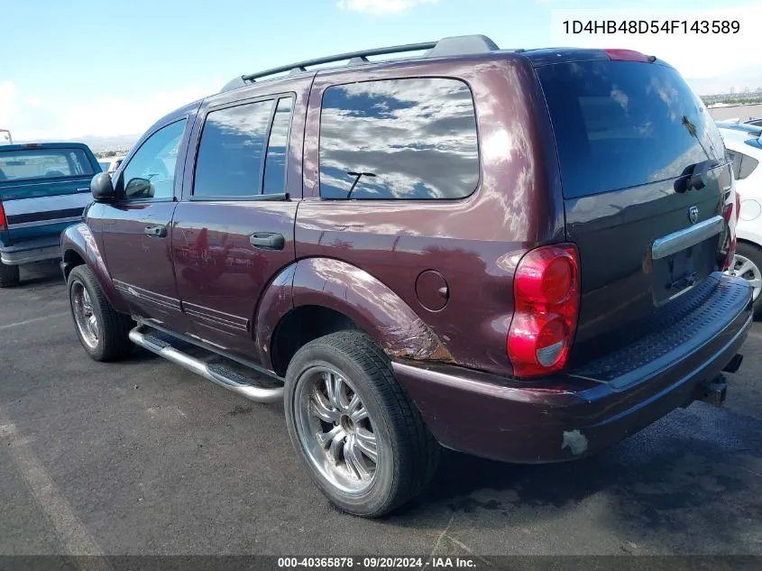 2004 Dodge Durango Slt VIN: 1D4HB48D54F143589 Lot: 40365878