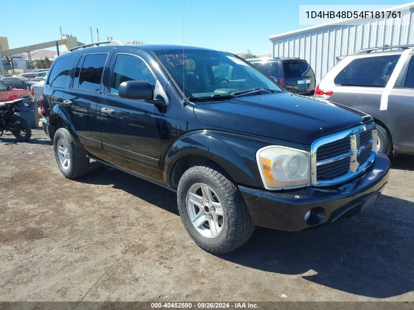 2004 Dodge Durango Slt VIN: 1D4HB48D54F181761 Lot: 40452580