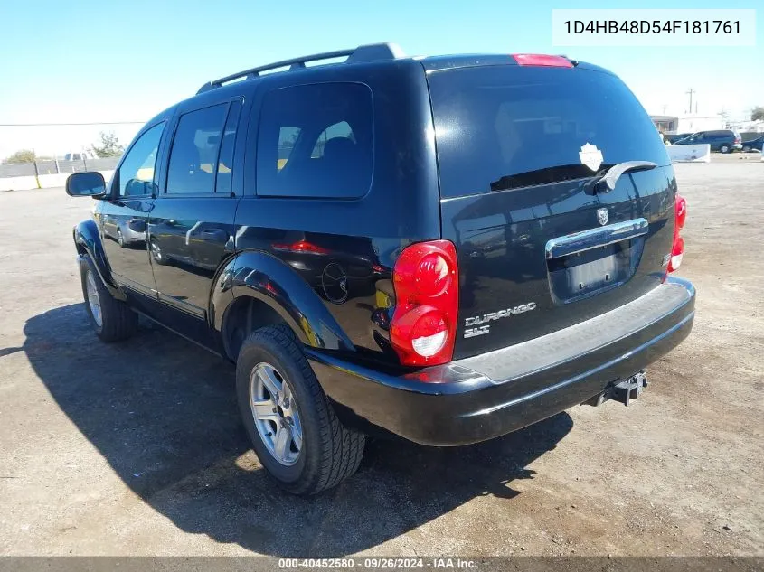 2004 Dodge Durango Slt VIN: 1D4HB48D54F181761 Lot: 40452580