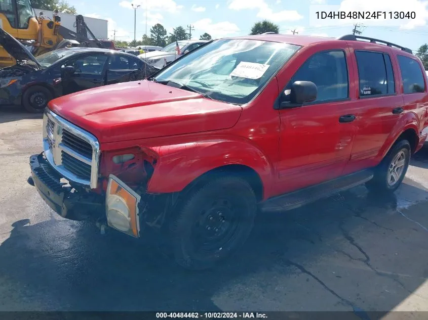 2004 Dodge Durango Slt VIN: 1D4HB48N24F113040 Lot: 40484462