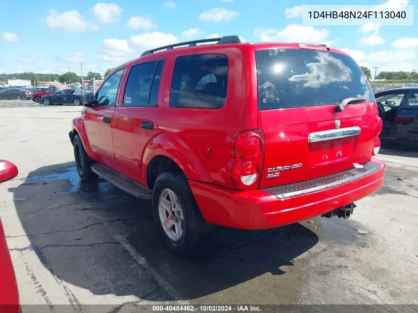 2004 Dodge Durango Slt VIN: 1D4HB48N24F113040 Lot: 40484462