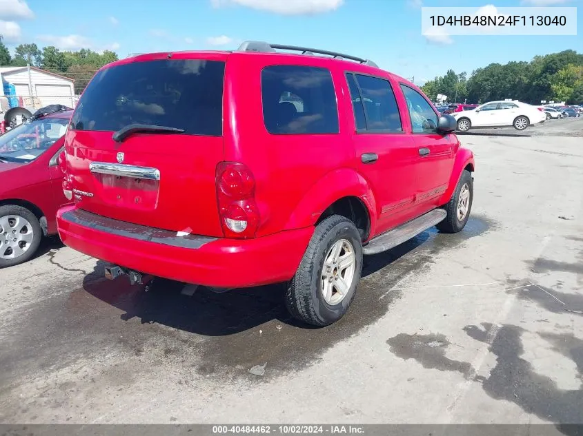 2004 Dodge Durango Slt VIN: 1D4HB48N24F113040 Lot: 40484462