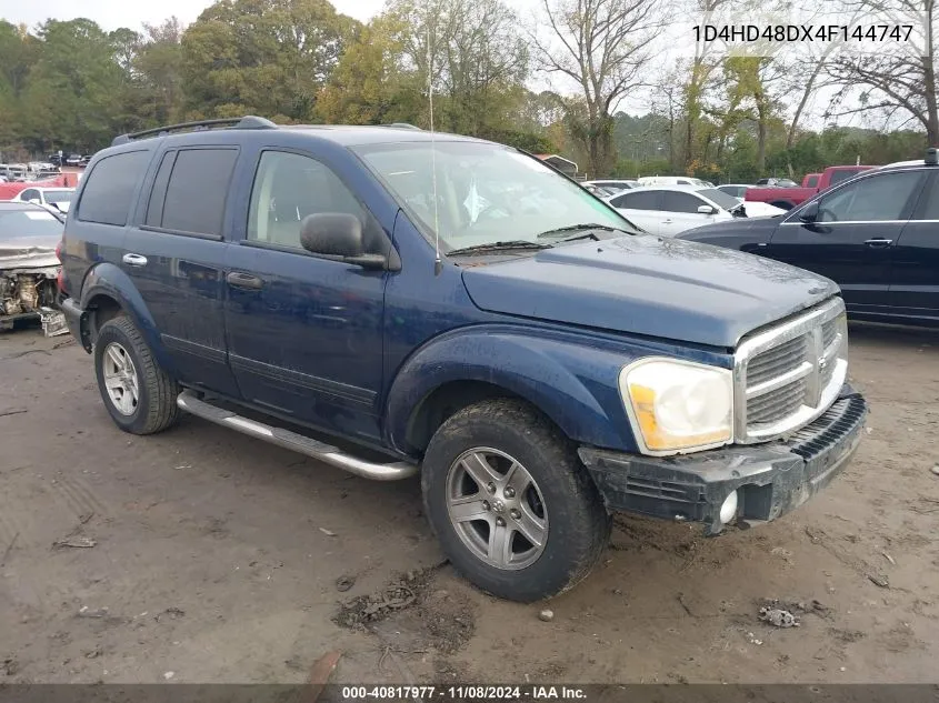 2004 Dodge Durango Slt VIN: 1D4HD48DX4F144747 Lot: 40817977